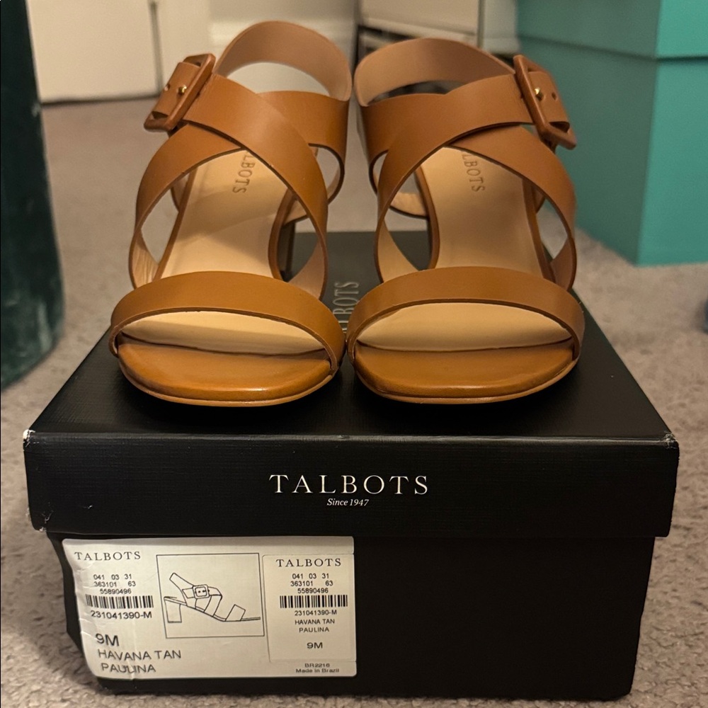 *New* Talbots Havana Tan “Paulina” 100% Leather Strappy Sandals Size 9 NIB